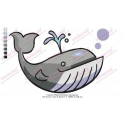 Cartoon Whale Embroidery Design
